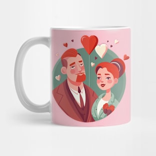 Oil portrait of red haired couple. Valentines day Mug